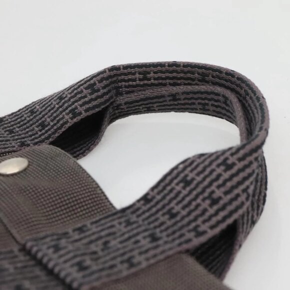 HERMES Her Line Tote Bag Canvas Gray Silver Auth 132562 - Picture 9 of 16